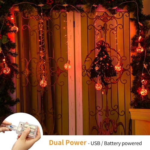 Wishing Ball Curtain Lights 9.8 x3.3 ft, USB/Battery Powered in 9.8 x3.3 ft, alternate view 2
