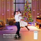 Wishing Ball Curtain Lights Battery Operated, 10ft x 3.3ft Warm White & Multicolor Fairy String Lights Curtain, alternate