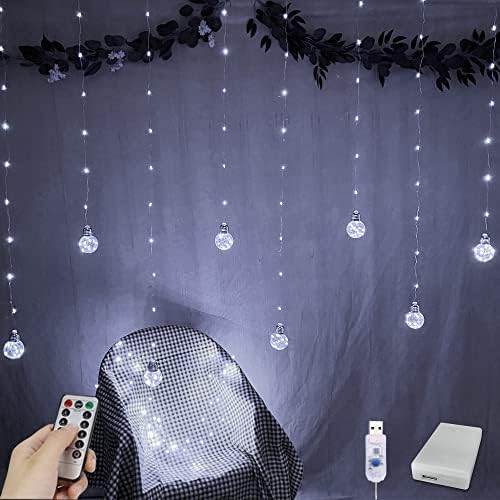 Wishing Ball Curtain String Lights 9.8x3.3 ft, USB/Battery Powered in 9.8x3.3 ft