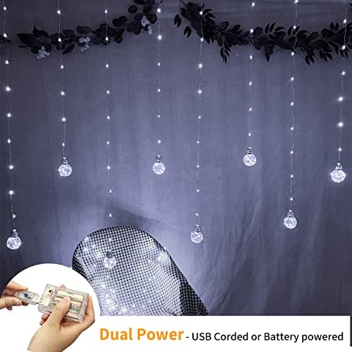 Wishing Ball Curtain String Lights 9.8x3.3 ft, USB/Battery Powered in 9.8x3.3 ft, alternate view 2