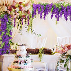 Wisteria Artificial Flowers Garland, 2Pcs Total 14.4ft Silk Faux Wisteria Vine Kit, Hanging Flower Plant for, alternate view