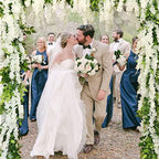 Wisteria Artificial Flowers Garland, 8Pcs Total 57.6ft Silk Faux Wisteria Vine Kit, Hanging Flower Plant for, alternate view
