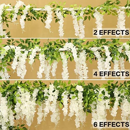 Wisteria Artificial Flowers Garland, 8Pcs Total 57.6ft Silk Faux Wisteria Vine Kit, Hanging Flower Plant for, alternate view
