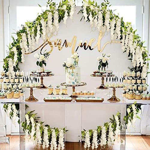 Wisteria Artificial Flowers Garland, 8Pcs Total 57.6ft Silk Faux Wisteria Vine Kit, Hanging Flower Plant for, alternate view