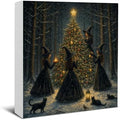 Witchy Christmas Tree Decor, Christmas Gothic Witch Wooden Sign