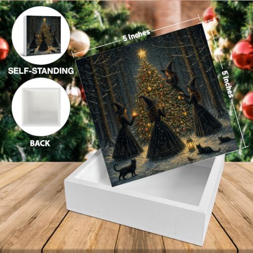 Witchy Christmas Tree Decor, Christmas Gothic Witch Wooden Sign, alternate view 2