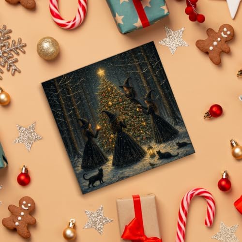 Witchy Christmas Tree Decor, Christmas Gothic Witch Wooden Sign, alternate view 4