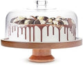 with Lid, Acacia Cake Stand with Glass Dome, Versatile Dessert Stand with Strong Magnetic Pedestal, Cake Holder