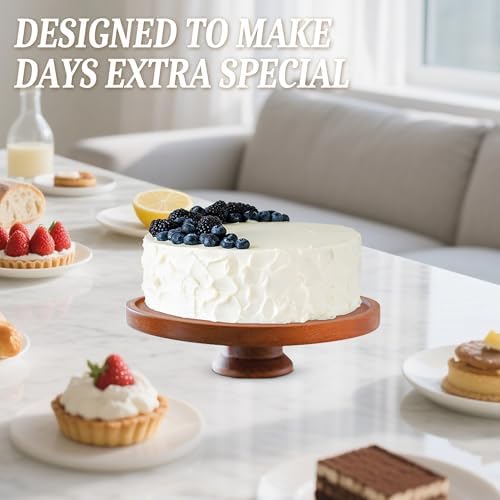 with Lid, Acacia Cake Stand with Glass Dome, Versatile Dessert Stand with Strong Magnetic Pedestal, Cake Holder, alternate