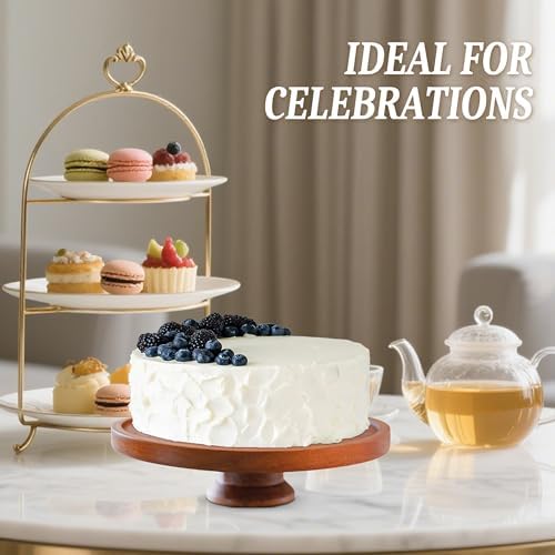 with Lid, Acacia Cake Stand with Glass Dome, Versatile Dessert Stand with Strong Magnetic Pedestal, Cake Holder, alternate