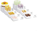 with Mini Signs, Food Risers for Buffet Table, Display Stand for Catering Dessert, White Acrylic Cube Boxes