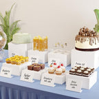 with Mini Signs, Food Risers for Buffet Table, Display Stand for Catering Dessert, White Acrylic Cube Boxes, alternate view 2