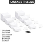 with Mini Signs, Food Risers for Buffet Table, Display Stand for Catering Dessert, White Acrylic Cube Boxes, alternate view 4