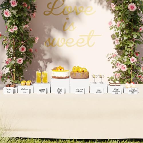with Mini Signs, Food Risers for Buffet Table, Display Stand for Catering Dessert, White Acrylic Cube Boxes, alternate view 6