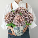 Withered Purple Vintage Faux Hydrangeas,4Pcs 21" Real Touch Lifelike Silk Hydrangea Flowers for Fall Autumn