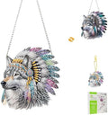 Wolf Diamond Painting Double-Sided Wall Hanging Set, DIY Irregular Shaped Rhinestone Window Decoration Set