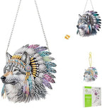 Wolf Diamond Painting Double-Sided Wall Hanging Set, DIY Irregular Shaped Rhinestone Window Decoration Set