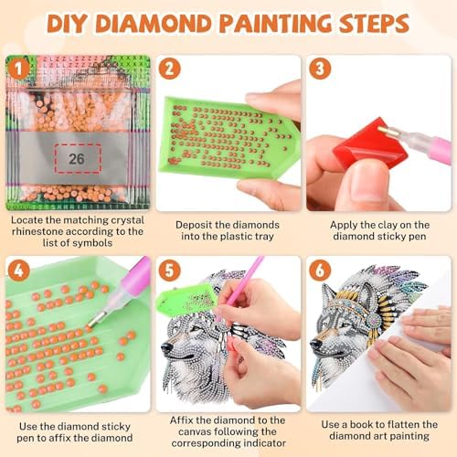 Wolf Diamond Painting Double-Sided Wall Hanging Set, DIY Irregular Shaped Rhinestone Window Decoration Set, alternate view 3