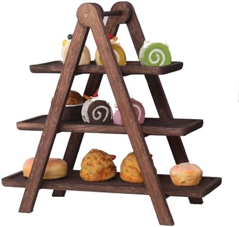 Wood 3 Tier Serving Tray Cupcake display Stand Wooden Platter Tiered Décor in A