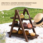 Wood 3 Tier Serving Tray Cupcake display Stand Wooden Platter Tiered Décor in A, alternate view 4