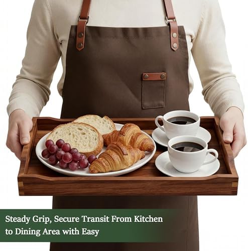 Wood Accent Serving Tray with Handles for Ottoman Coffee Table, alternate view 5