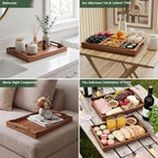 Wood Accent Serving Tray with Handles for Ottoman Coffee Table, alternate view 7