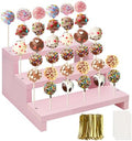 Wood Cake Pop Stands, 3 Tier Lollipop Holders with Twist Ties Lollipop Sticks, Sucker Display Riser for Dessert