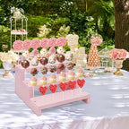 Wood Cake Pop Stands, 3 Tier Lollipop Holders with Twist Ties Lollipop Sticks, Sucker Display Riser for Dessert, alternate
