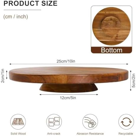 Wood Cake Stand, Acacia Cake Stand for Wedding Birthday, Wooden Serving Platter for Appetizers and Desserts (10, alternate
