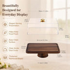 Wood Cake Stand Plate with Paper Doilies, Large Charcuterie Board with Lid in Rectangular, alternate view 3