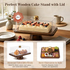 Wood Cake Stand Plate with Paper Doilies, Large Charcuterie Board with Lid in Rectangular, alternate view 4