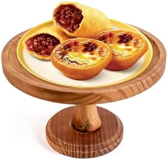 Wood Cake Stands Riser Rustic Round Vintage Candle Stand Holder 9 Inch in Brown, alternate view 5