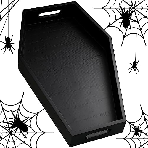 Wood Coffin Serving Tray Halloween Gothic Charcuterie Board, 16.5 Inch in Black