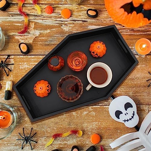 Wood Coffin Serving Tray Halloween Gothic Charcuterie Board, 16.5 Inch in Black, alternate view 2