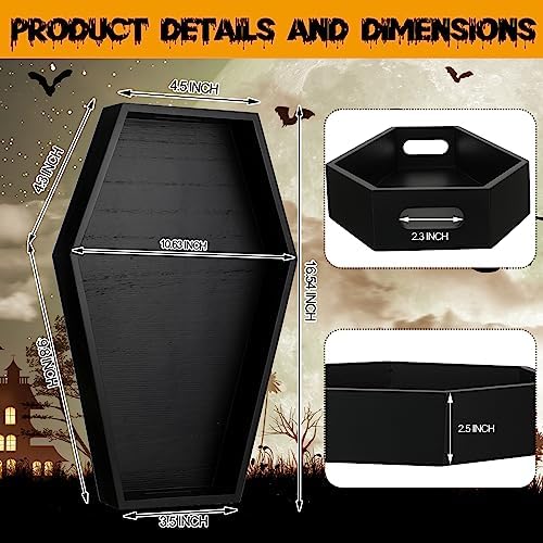 Wood Coffin Serving Tray Halloween Gothic Charcuterie Board, 16.5 Inch in Black, alternate view 3