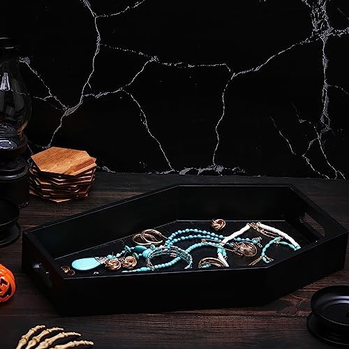 Wood Coffin Serving Tray Halloween Gothic Charcuterie Board, 16.5 Inch in Black, alternate view 4