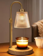 Wood Color& Clear Candle Warmer Lamp with Timer, Dimmable Candle Warmer for Jar Candles, Height Adjustable Wax