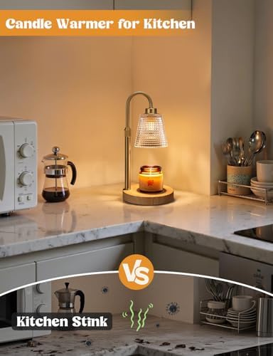Wood Color& Clear Candle Warmer Lamp with Timer, Dimmable Candle Warmer for Jar Candles, Height Adjustable Wax, alternate