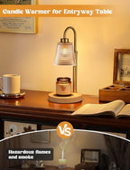 Wood Color& Clear Candle Warmer Lamp with Timer, Dimmable Candle Warmer for Jar Candles, Height Adjustable Wax, alternate
