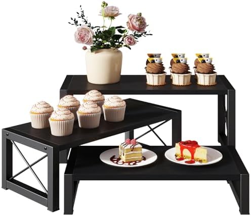 Wood Cupcake Display Stand, Set of 3, Black TLJ019B in Black