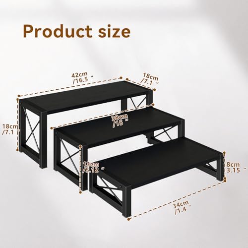 Wood Cupcake Display Stand, Set of 3, Black TLJ019B in Black, alternate view 3