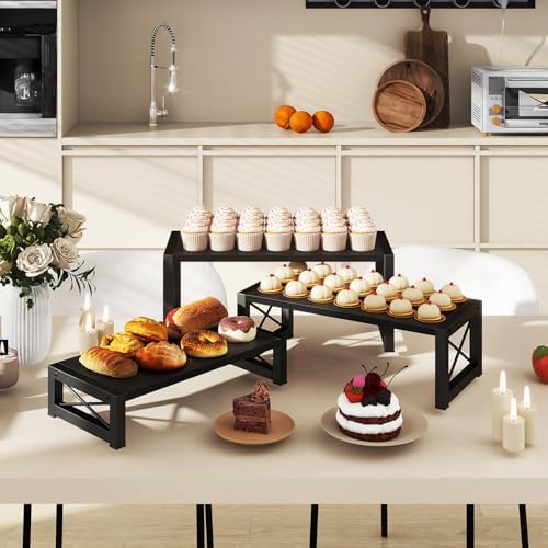 Wood Cupcake Display Stand, Set of 3, Black TLJ019B in Black, alternate view 4