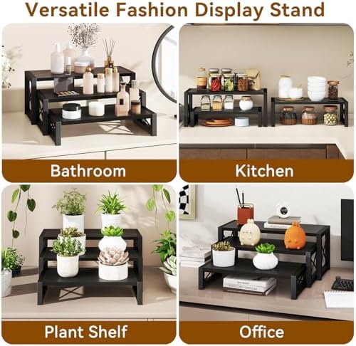 Wood Cupcake Display Stand, Set of 3, Black TLJ019B in Black, alternate view 5