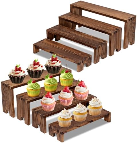 Wood Cupcake Stands for Party, Food Display Stands for Events in Dark Brown