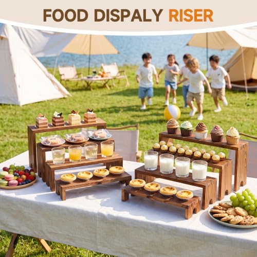 Wood Cupcake Stands for Party, Food Display Stands for Events in Dark Brown, alternate view 4
