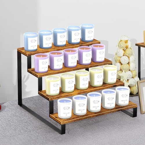 Wood Display Stand, 4 Tier Display Risers for Cupcake and Food in Brown, alternate view 2