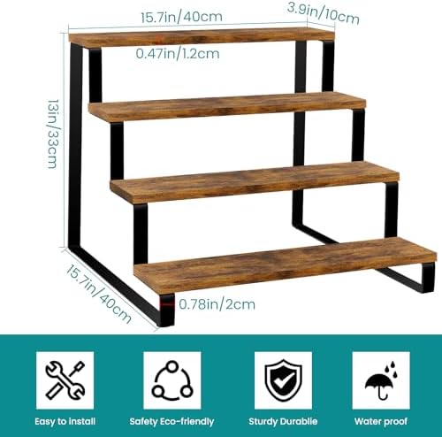 Wood Display Stand, 4 Tier Display Risers for Cupcake and Food in Brown, alternate view 3