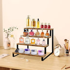 Wood Display Stand, 4 Tier Display Risers for Cupcake and Food in Brown, alternate view 4