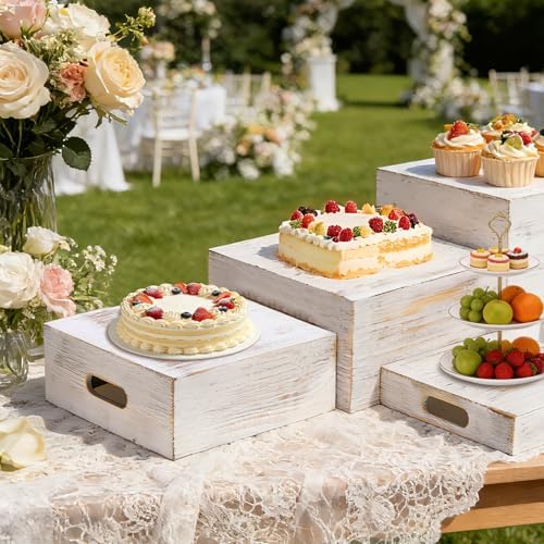 Wood Display Stands Cupcake Stand White Display 6Pcs, alternate view 2