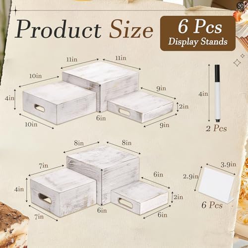 Wood Display Stands Cupcake Stand White Display 6Pcs, alternate view 3